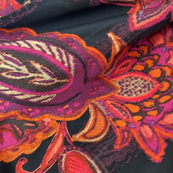 Paisley Infinity Dual Sided Scarf Pink Orange Red with Black Background - Picture 5 of 5